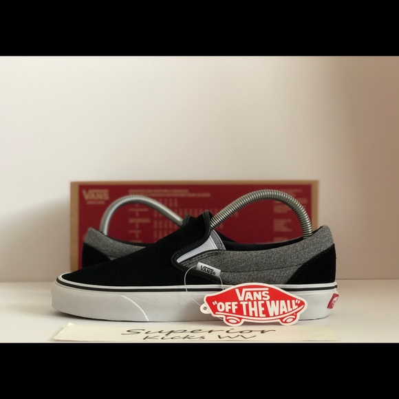 vans slip on suiting black